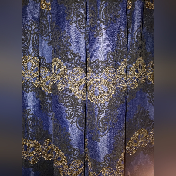 Studio One Navy Blue Dress w/ Black & Gold Embroidered Lace Overlay (Size 6) - Picture 13 of 16